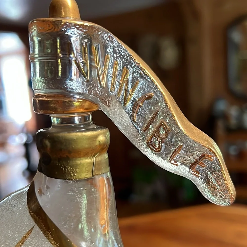 Vintage Larsen Cognac Decanter with Stopper, Viking Ship Shape, France 1960s